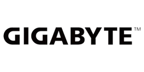 A sleek black logo featuring the word gigabyte prominently.