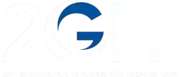 Logo of New 2GIT, featuring blue and silver text with an integrated circular arrow design, symbolizing third-generation information technology.