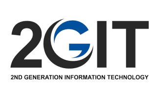 Logo of 2git, featuring the text "2git" in bold gray letters with a blue and green globe forming the letter "g", and the subtitle "Federal 2nd generation information technology