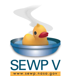 Logo featuring a rubber duck in a blue bowl with a steaming trail above it, labeled "NASA SEWP V" and "www.sewp.nasa.gov" below.