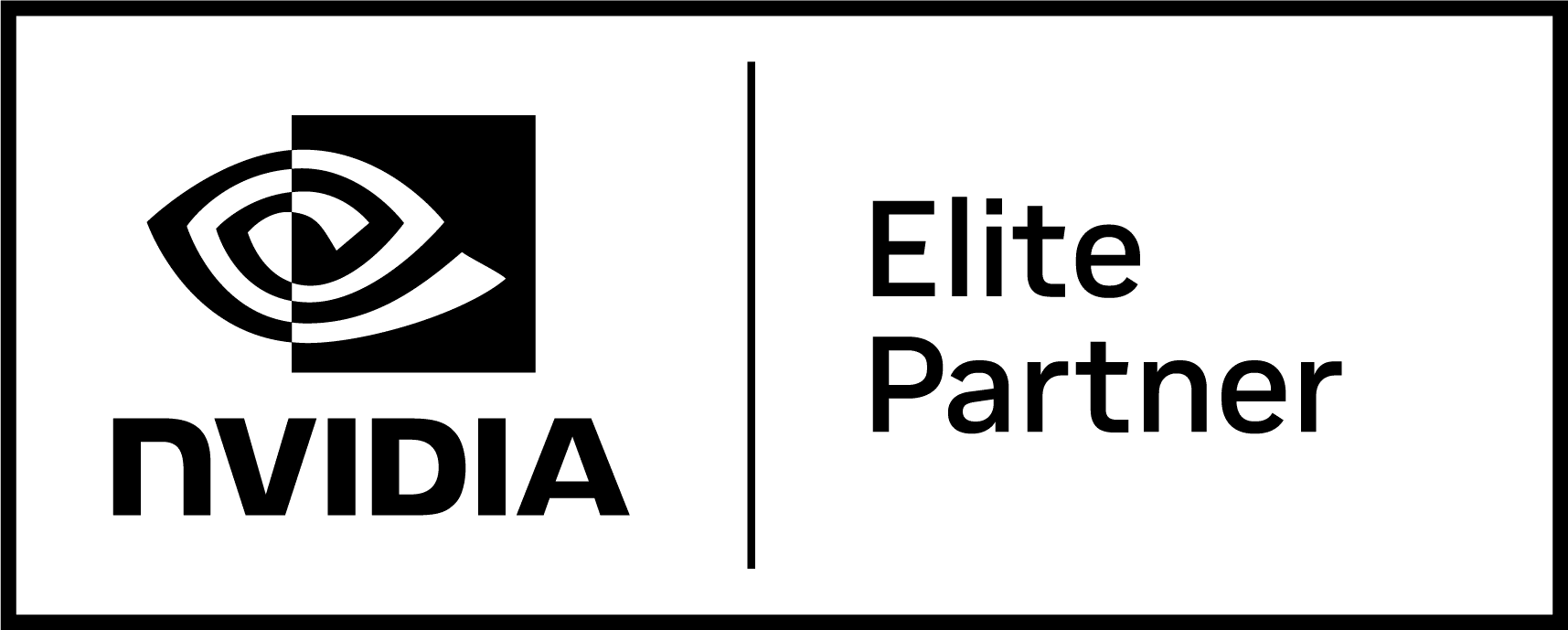 NVIDIA logo on the left with the text "Elite Partner" on the right, separated by a vertical line, in black and white.