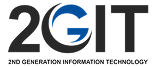 2GIT logo with the letter "G" stylized in blue and black. Text below reads "2nd Generation Information Technology." Perfect for the Homepage v1c, highlighting innovative IT solutions.