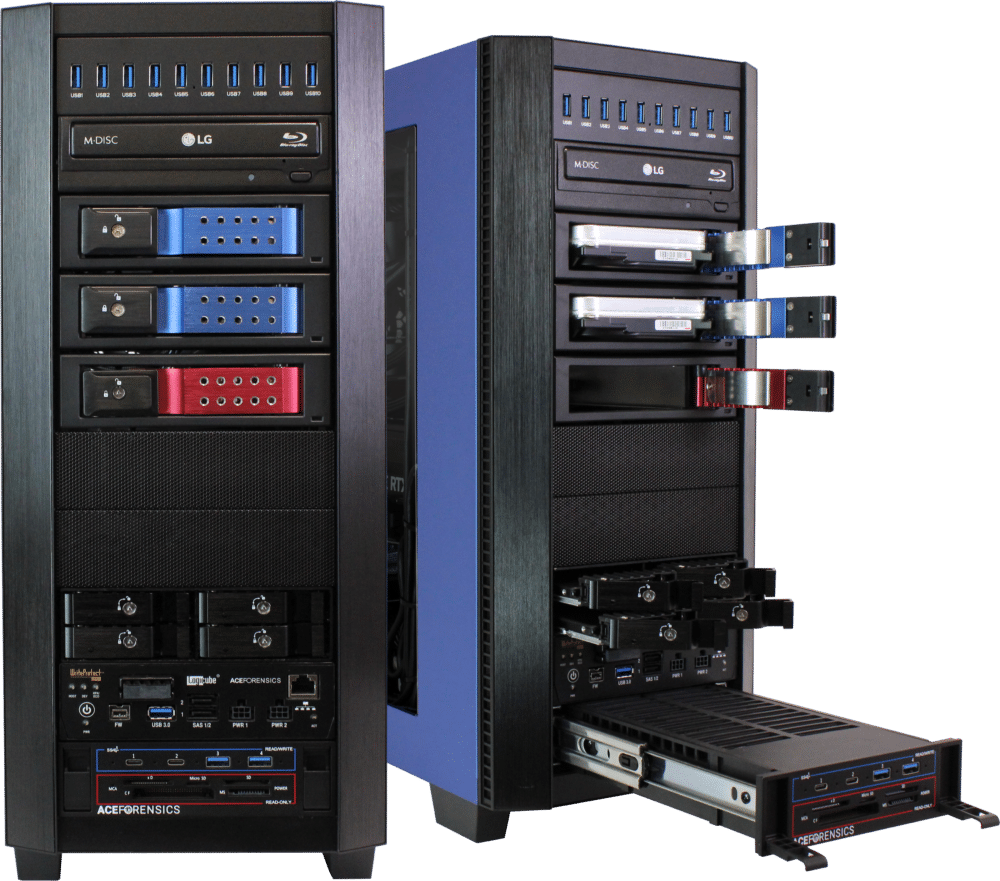 force x ultra 10-bay forensic workstation front and side