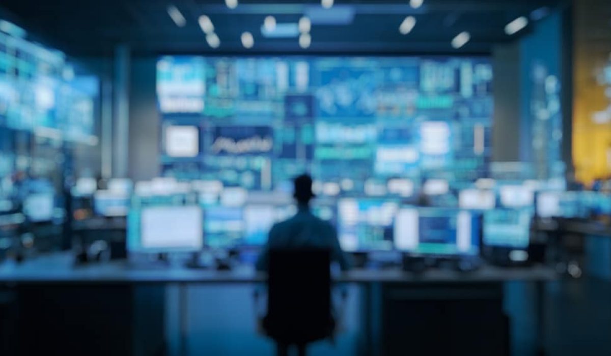 Blurred,Background,Of,A,Modern,Control,Room,Showcasing,Advanced,Technology